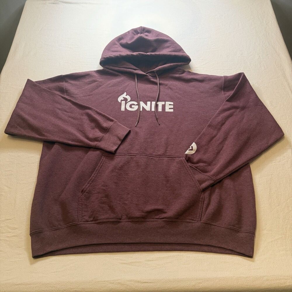 Port & Company (IGNITE) Hoodie Mens XL Burgundy Core Fleece Pullover Sweatshirt